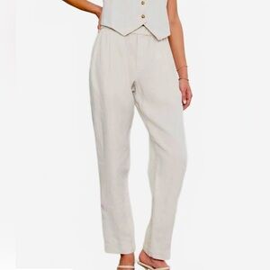Velvet By Graham And Spencer Jessie Heavy Linen Pants In Bisque, Size XS